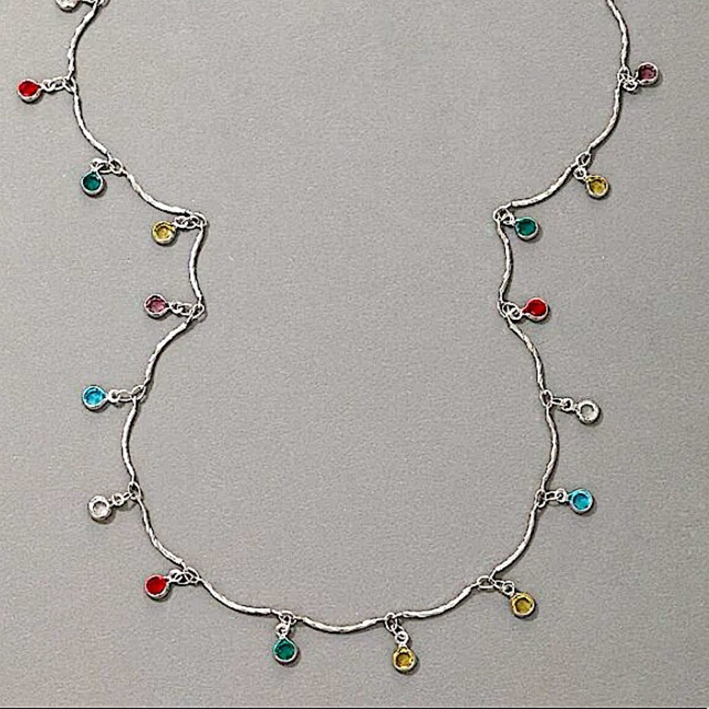 Sterling Silver Plated Gemstone Drop Necklace - Picture 8 of 9